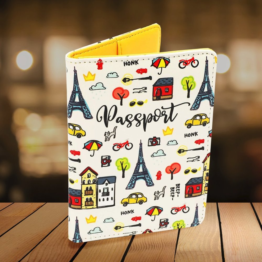 ✈️ Paris Print Travel Passport Faux Leather Wallet